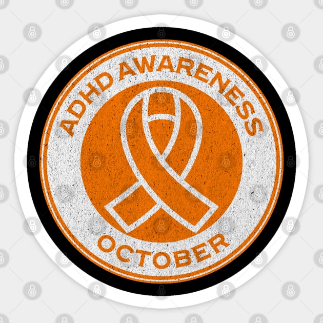 ADHD Awareness October Orange ADHD Ribbon Campaign Sticker by Yesteeyear